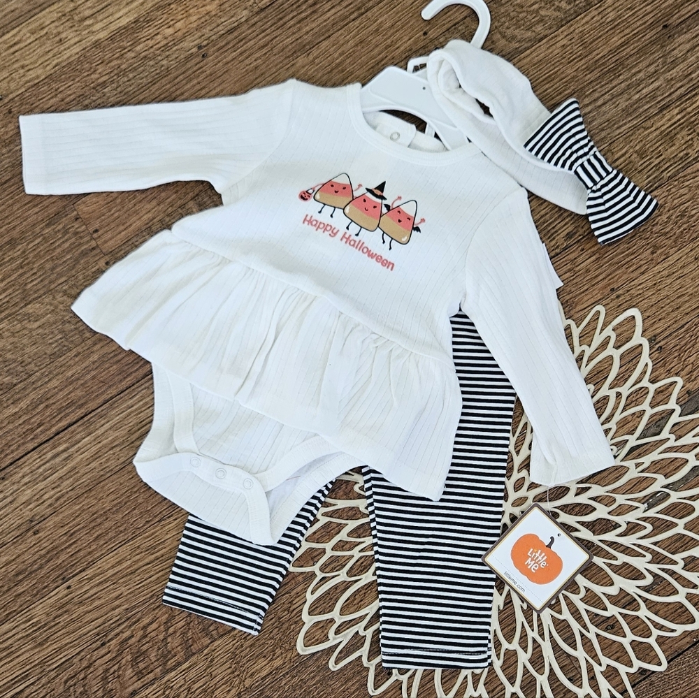 NWT Little Me 2pc w/ Headband  Halloween Candy Corn Set Size 6 Months